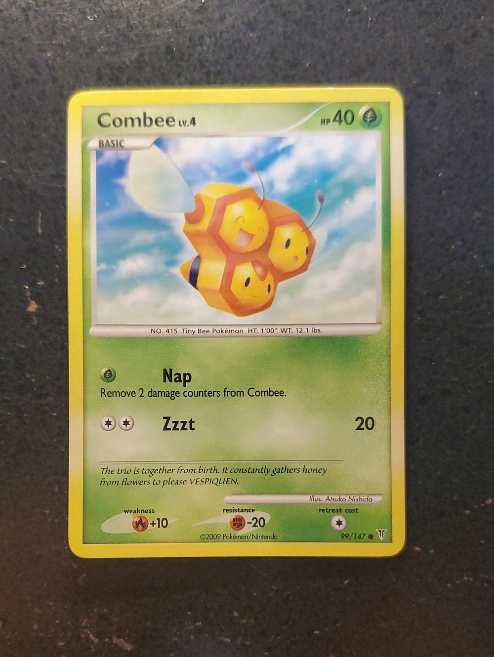 Pokemon Combee Card Yellow Green
